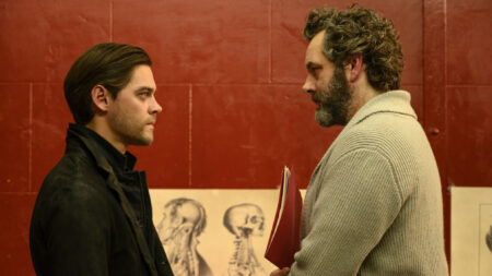 Tom Payne as Malcolm Bright and Michael Sheen as Martin Whitly in 'Prodigal Son'