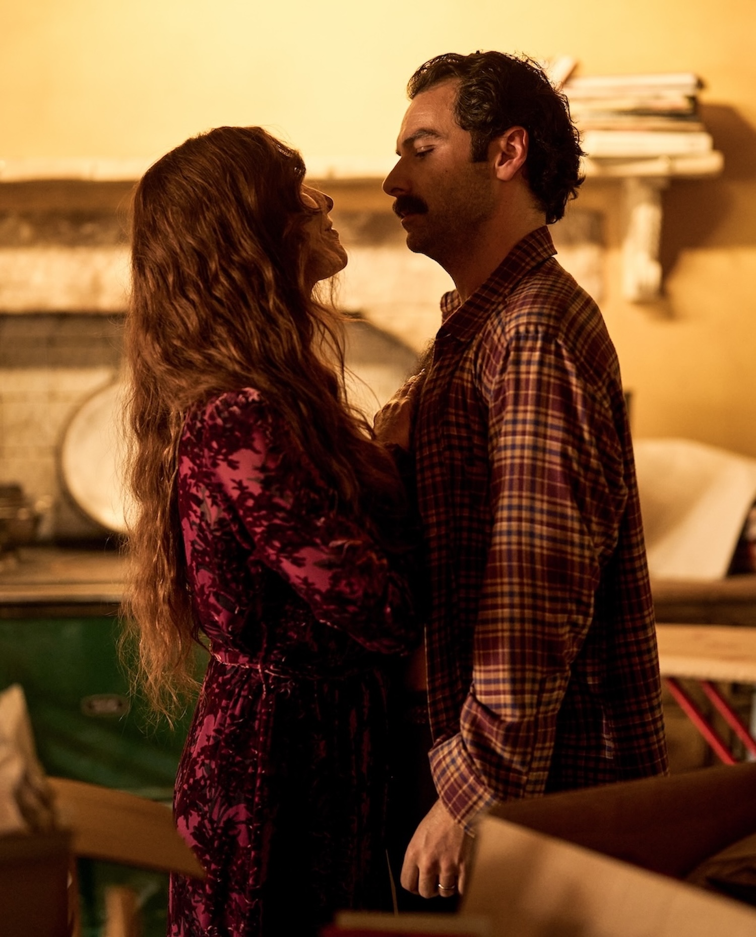 Victoria Smurfit as Maud, Aidan Turner as Declan — 'Rivals'