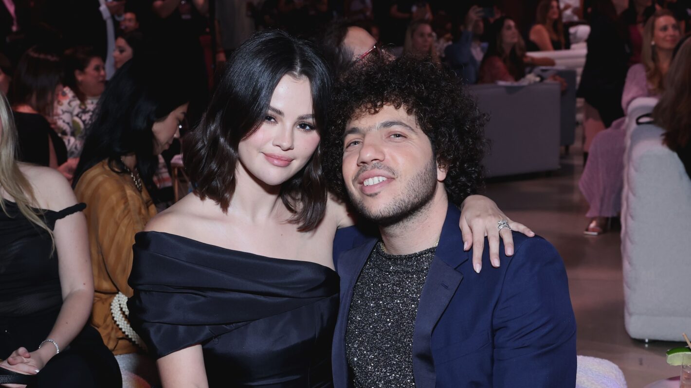 Selena Gomez and Benny Blanco attend the Second Annual Rare Impact Fund Benefit Supporting Youth Mental Health, hosted by Selena Gomez, at Nya Studios on October 24, 2024 in Los Angeles, California.