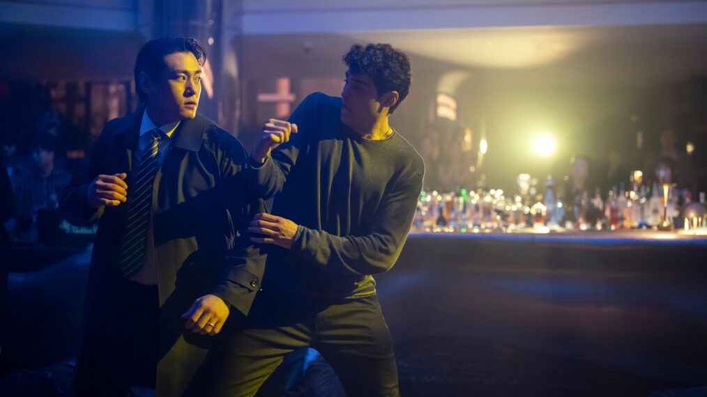 Teo Yoo as Jang Kyun Kim, Noah Centineo as Owen Hendricks in 'The Recruit' Season 2