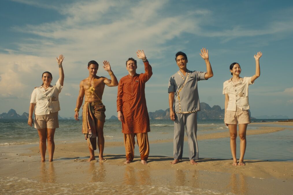 Morgana O'Reilly, Arnas Fedaravicius, Christian Friedel, Dom Hetrakul, and Lalisa Manobal in 'The White Lotus' Season 3