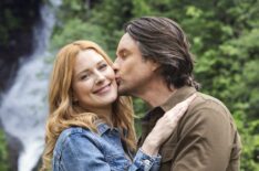 Martin Henderson (as Jack) kissing Alexandra Breckenridge (as Mel) on the set of TV Insider's 'Virgin River' digital cover story.