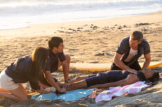 Phillipa Soo, Sean Teale, Marcus Emanuel Mitchell, and Joshua Jackson in Doctor Odyssey - 'Shark Attack'