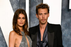 Kaia Gerber and Austin Butler attend the 2023 Vanity Fair Oscar Party Hosted By Radhika Jones at Wallis Annenberg Center for the Performing Arts on March 12, 2023 in Beverly Hills, California.