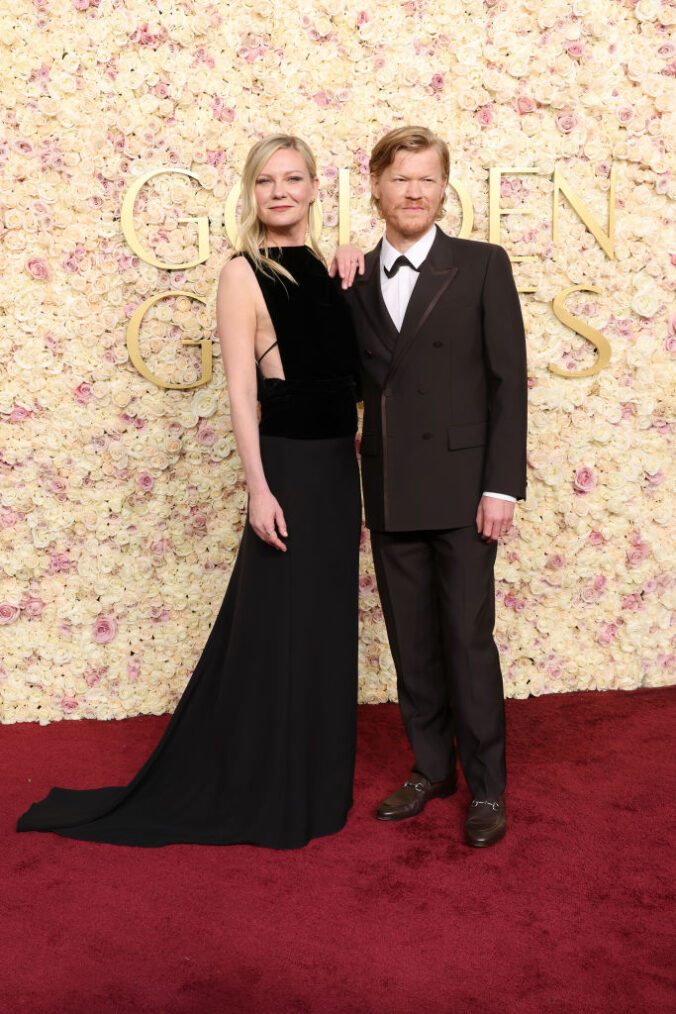 Kirsten Dunst and Jesse Plemons attend the 82nd Annual Golden Globe Awards at The Beverly Hilton on January 05, 2025