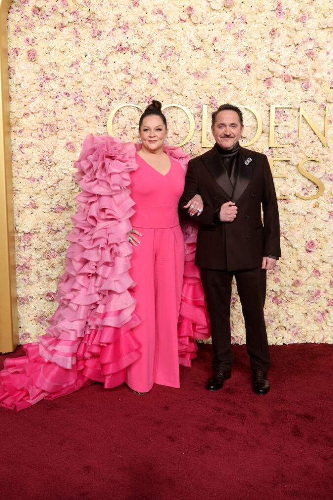 Melissa McCarthy and Ben Falcone attend the 82nd Annual Golden Globe Awards at The Beverly Hilton on January 05, 2025