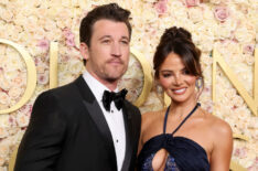 Miles Teller and Keleigh Sperry attend the 82nd Annual Golden Globe Awards at The Beverly Hilton on January 05, 2025