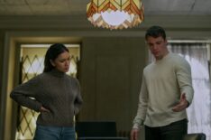 Luciane Buchanan as Rose Larkin, Gabriel Basso as Peter Sutherland in The Night Agent