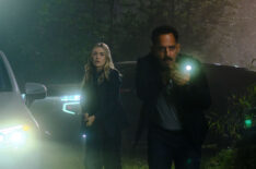 Melissa Roxburgh as Rebecca Henderson, Patrick Sabongui as Jacob Hassani in The Hunting Party - 'Roy Barber'