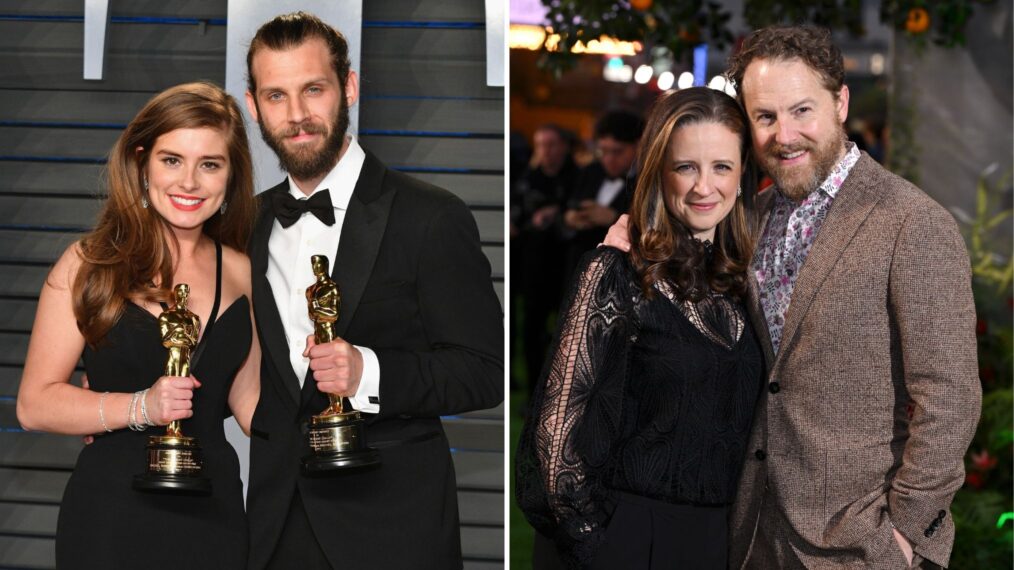 Filmmakers Rachel Shenton (L) and Chris Overton attend the 2018 Vanity Fair Oscar Party hosted by Radhika Jones at Wallis Annenberg Center for the Performing Arts on March 4, 2018 in Beverly Hills, California / Laura Wade and Samuel West attend the 'Paddington In Peru' World Premiere in Leicester Square on November 03, 2024 in London, England.