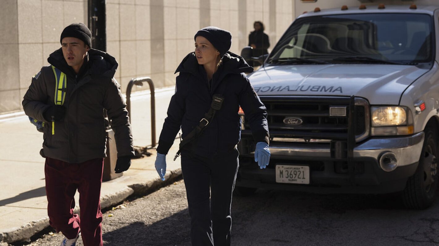 Darren Barnet as Dr. John Frost, Jocelyn Hudon as Lizzy Novak — 'Chicago Fire' Season 13 Episode 11