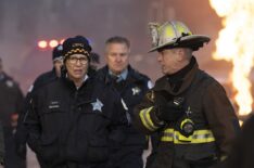 Amy Morton as Desk Sgt. Trudy Platt, Dermot Mulroney as Chief Dom Pascal — 'Chicago Fire' Season 13 Episode 11 'In the Trenches: Part 1'