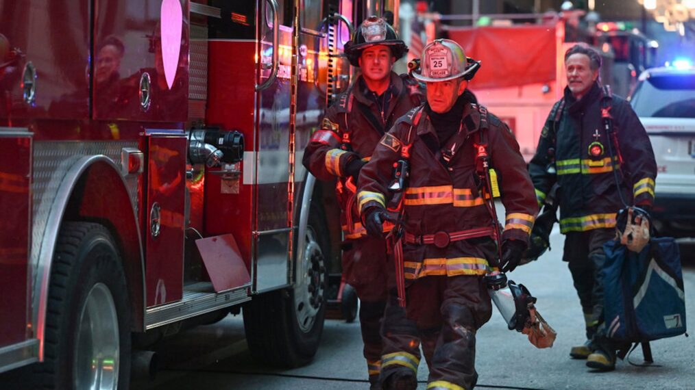 Taylor Kinney as Kelly Severide, Dermot Mulroney as Chief Dom Pascal, Steven Weber as Dr. Dean Archer — 'Chicago P.D.' Season 12 Episode 11 