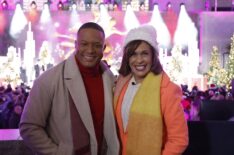 NBC anchors Craig Melvin and Hoda Kotb pose during the 2022 Rockefeller Center Christmas Tree Lighting Ceremony