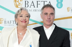 Emma Thompson and Greg Wise attend the EE BAFTA Film Awards 2023 at The Royal Festival Hall on February 19, 2023 in London, England.