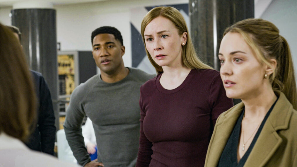 Carter Redwood as Special Agent Andre Raines, Eva-Jane Willis as Europol Agent Megan “Smitty” Garretson, and Christina Wolfe as Special Agent Amanda Tate — 'FBI: International' Season 4 Episode 9 