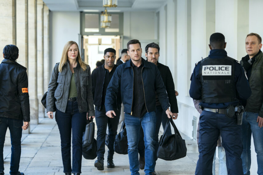 Eva-Jane Willis as Europol Agent Megan “Smitty” Garretson, Carter Redwood as Special Agent Andre Raines, Jesse Lee Soffer as Supervisory Special Agent Wesley "Wes" Mitchell, and Jay Hayden as Agent Tyler Booth — 'FBI: International' Season 4 Episode 9 "The Kill Floor"