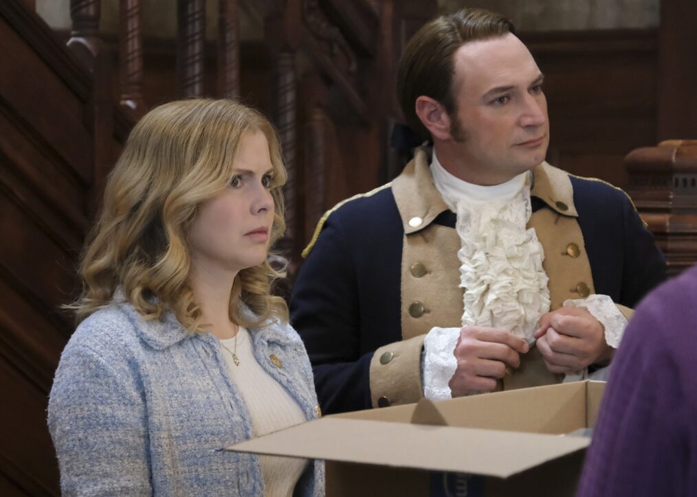 Rose McIver and Brandon Scott Jones in 'Ghosts' Season 4