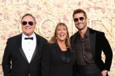 Glen Powell Sr., Cyndy Powell, and Glen Powell attend the 82nd Annual Golden Globe Awards at The Beverly Hilton on January 05, 2025 in Beverly Hills, California.
