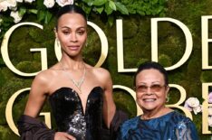 Zoe Saldana and her mom Asalia Nazario at the Golden Globes 2025