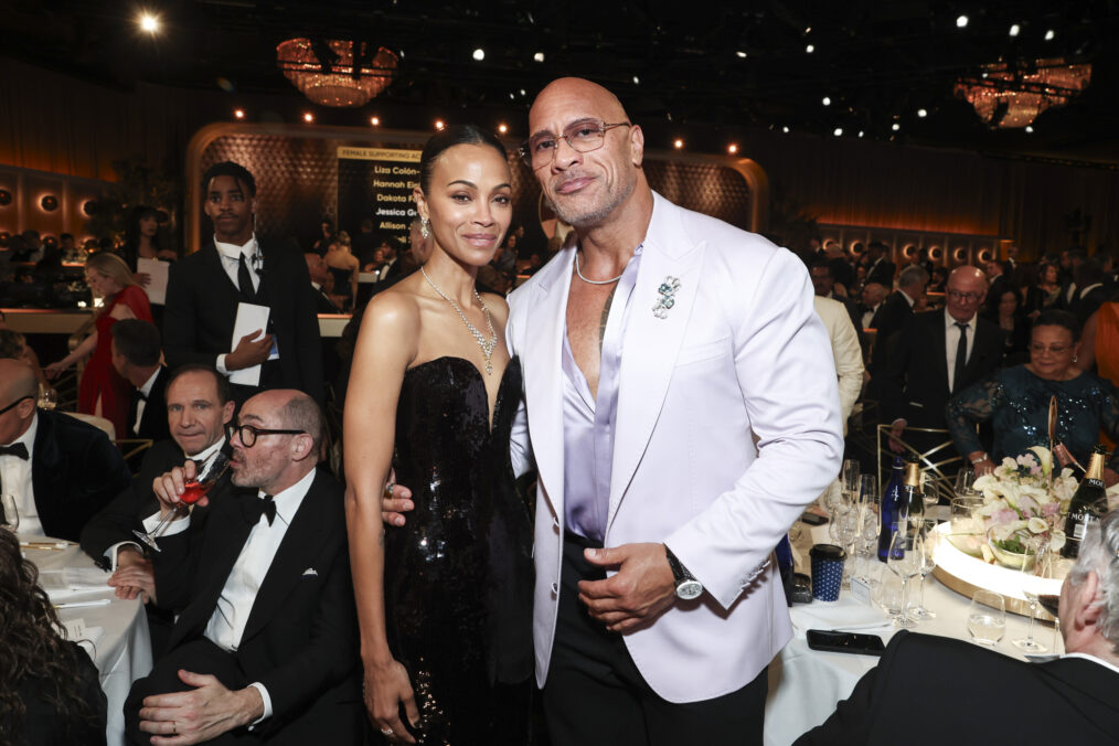 Zoe Saldaña and Dwayne “The Rock” Johnson - Golden Globes 2025