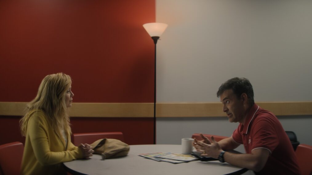 Ellen Pompeo and Mark Duplass as Kristine and Michael Barnett in 'Good American Family' on Hulu