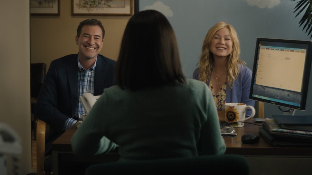Mark Duplass and Ellen Pompeo as Michael and Kristine Barnett in 'Good American Family' on Hulu