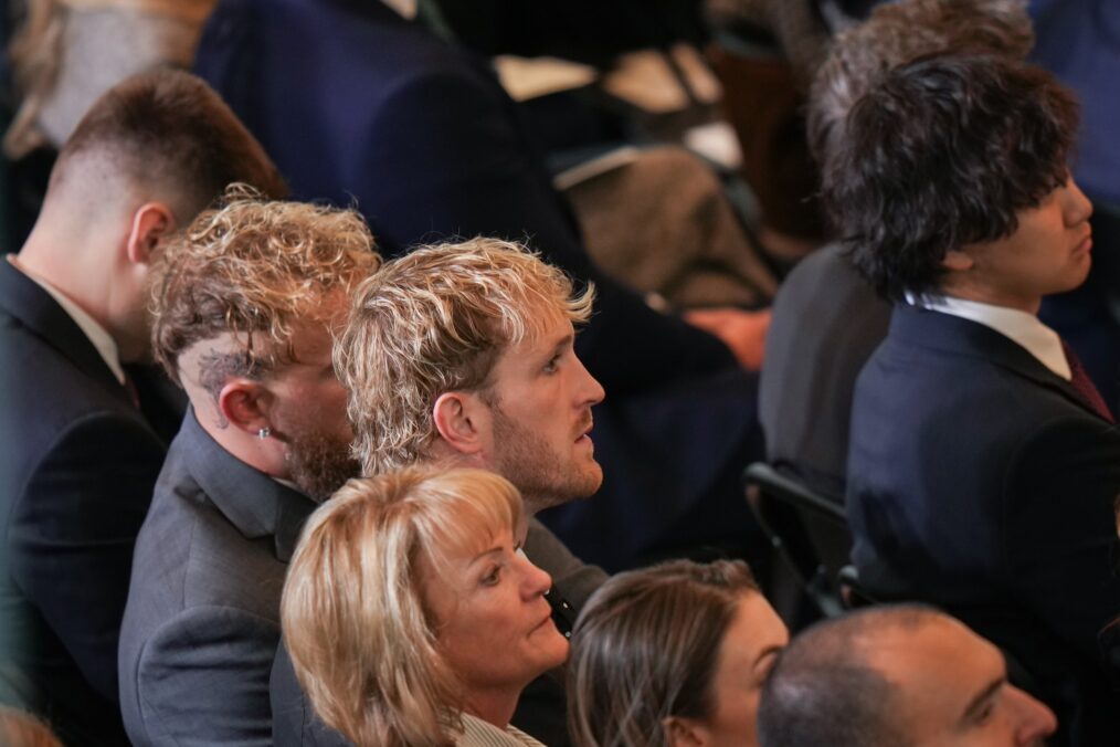 Jake Paul and Logan Paul are seen during inauguration ceremonies in Emancipation Hall