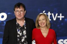 Jeremy Swift and Mary Roscoe attend Apple Original Series 'Ted Lasso' Season 3 Red Carpet Premiere Event at Westwood Village Theater on March 07, 2023 in Los Angeles, California.