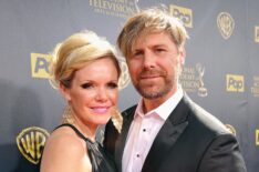 Maura West and Scott DeFreitas attend The 42nd Annual Daytime Emmy Awards at Warner Bros. Studios on April 26, 2015 in Burbank, California.