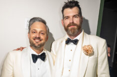 Nate Bargatze and Timothy Simons attend Netflix's Golden Globe Afterparty 2025 at Spago on January 05, 2025 in Beverly Hills
