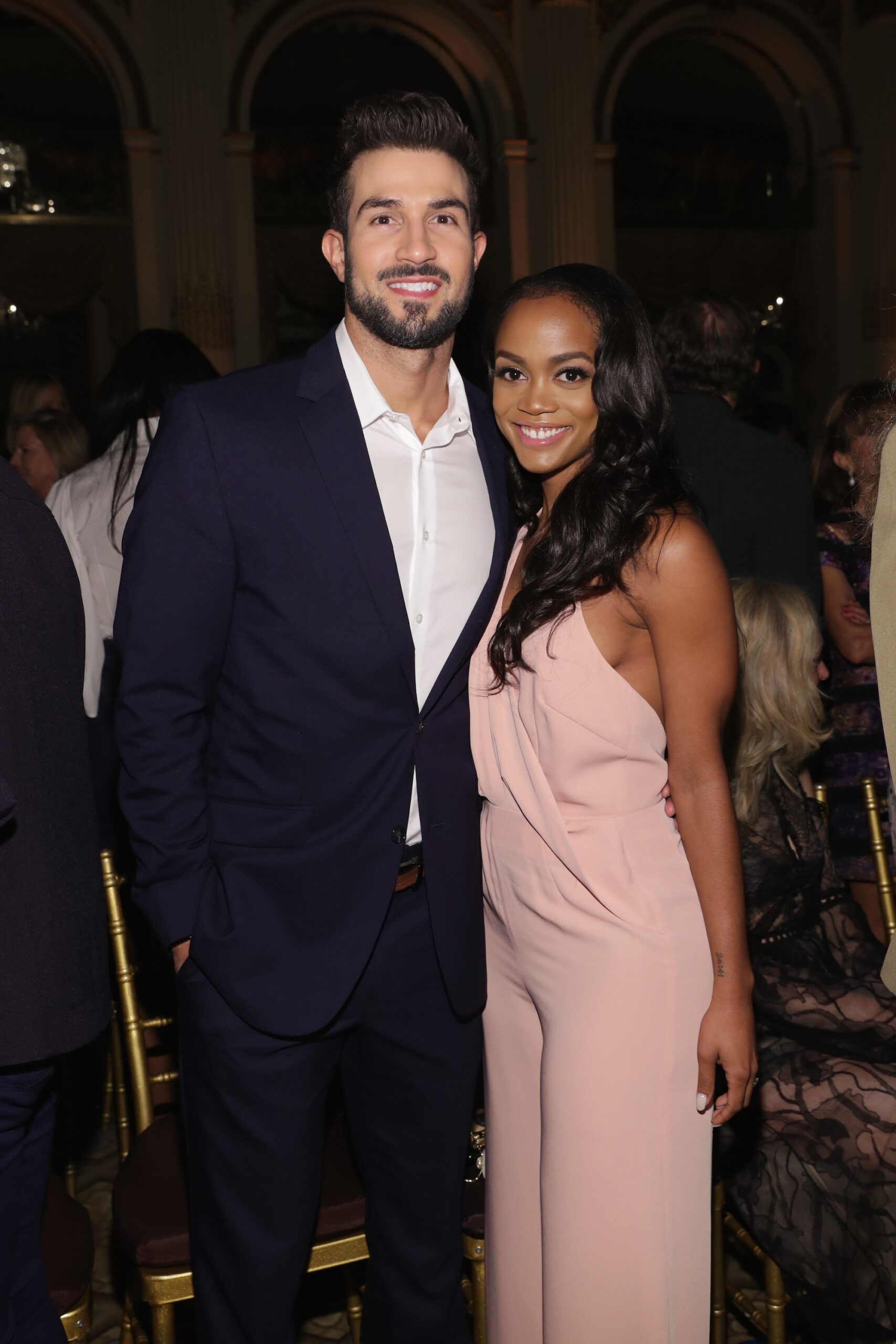 Rachel Lindsay and Bryan Abasolo Dennis Basso fashion show during New York Fashion Week: The Shows