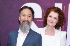 Lap Chi Chu and Rebecca Wisocky attend the 'Suffs' Broadway Opening Night at Music Box Theatre on April 18, 2024 in New York City.