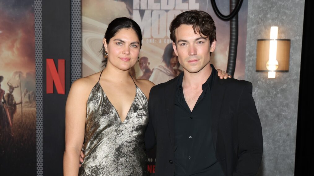 Alicia Ruelas and Rory Gibson attend the Netflix Premiere of Zack Snyder's REBEL MOON - Part One: A Child of Fire at TCL Chinese Theatre on December 13, 2023 in Hollywood, California.