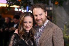 Laura Wade and Samuel West attend the 'Paddington In Peru' World Premiere in Leicester Square on November 03, 2024 in London, England.