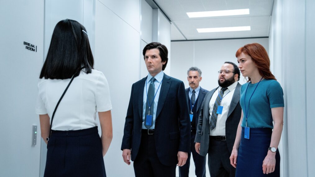 Adam Scott, John Turturro, Zach Cherry, and Britt Lower in 'Severance' Season 2