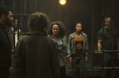 Christian Ochoa, Harriet Walter, Chinaza Uche, Clare Perkins, Remmie Milner, Shane McRae, and Angela Yeoh in the 'Silo' Season 2 finale