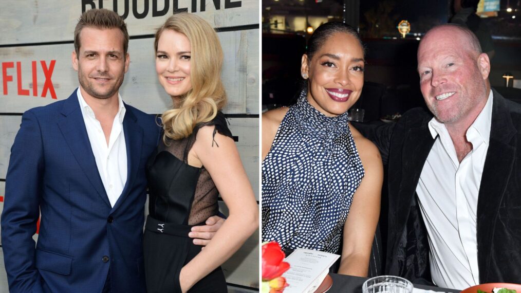 Actor Gabriel Macht and actress Jacinda Barrett attend the Premiere of Netflix's 'Bloodline' at Westwood Village Theatre on May 24, 2016 in Westwood, California. / Gina Torres and Kevin Wright attend La Cena: Las Vegas (Super Bowl LVIII) on February 10, 2024 in Las Vegas, Nevada.