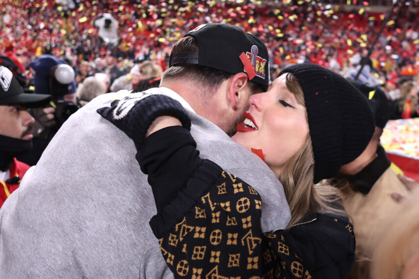 taylor swift and travis kelce after afc championship 2025