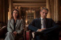 Keri Russell as Kate Wyler, Rufus Sewell as Hal Wyler in 'The Diplomat' Season 3 Episode 5