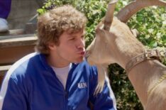 Ben Frisone kissing a goat on 'The Joe Schmo Show'