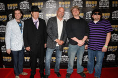 Cast member Enoch Scott, Richard 'The Old Man' Harrison, Rick Harrison, and cast members Gus Langley and Garret Grant arrive at the opening of 'Pawn Shop Live!,'