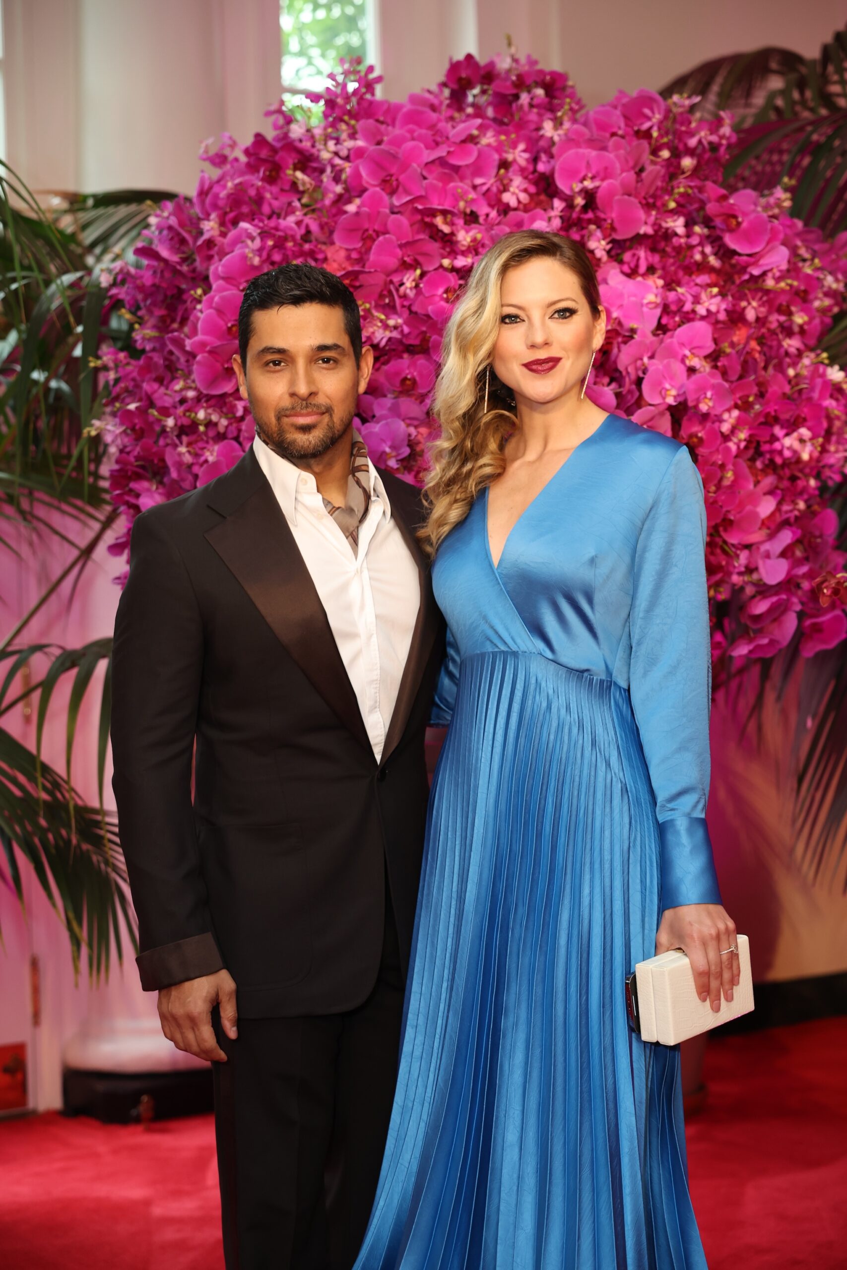 Wilmer Valderrama and Amanda Pacheco Rhinesmith arrive for the State Dinner at the White House on May 23, 2024 in Washington, DC. U.S. President Joe Biden is hosting Kenyan President William Ruto and his wife Rachel Ruto for a state visit, which included a bilateral meeting, a joint press conference and state dinner. Ruto’s visit is the first official state visit to the White House by a leader from an African country since 2008.