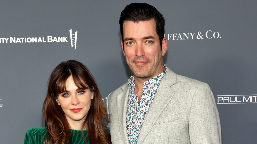 Zooey Deschanel and Jonathan Silver Scott attend the Baby2Baby 10-Year Gala