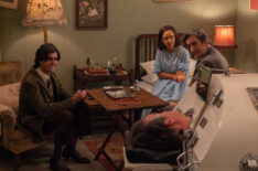 Eisa Latif as Harry Chopra, Sophie Bould as Betty Desmond, Stephen McGann as Dr. Patrick Turner, and Ben Owen-Jones as Owen Desmond in ‘Call the Midwife’ - Season 14 Episode 5