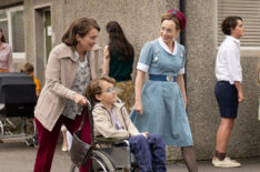 Joanna Horton as Jill Trottwood, Teddy Berriman as Andrew Trottwood, and Laura Main as Shelagh Turner in 'Call the Midwife' - Season 14 Episode 4