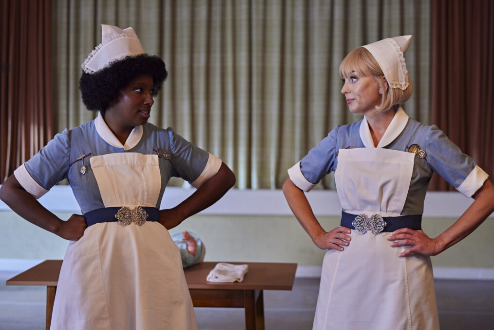 Renee Bailey as Joyce Highland and Helen George as Trixie Aylward in 'Call the Midwife' - Season 14, Episode 2