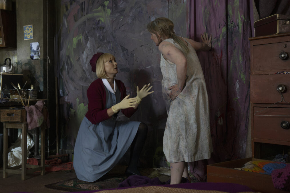 Helen George as Trixie Aylward and Abigail Hood as Arlene Brewer in 'Call the Midwife' - Season 14, Episode 2