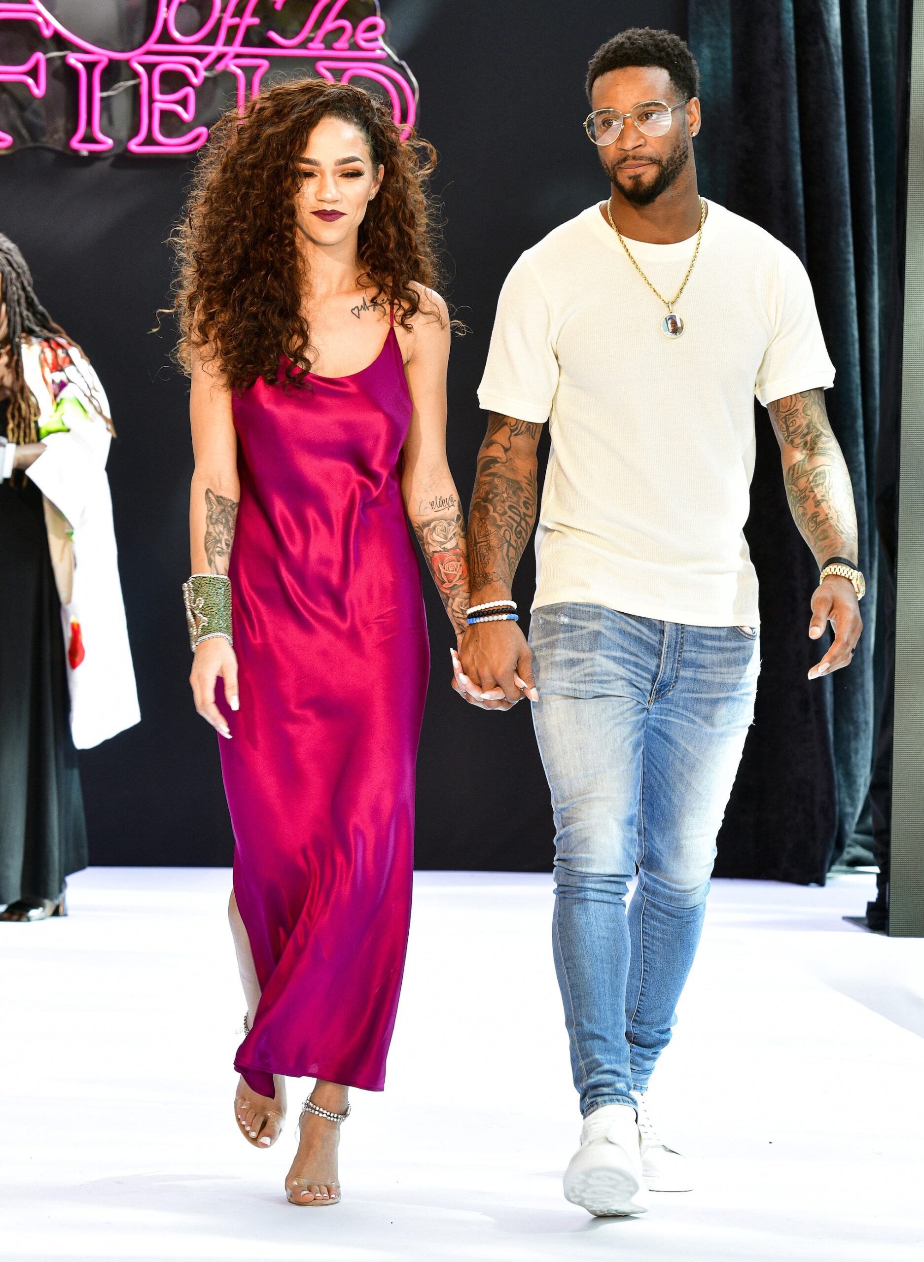 Jennifer Slay and Darius Slay attends the 2020 Off the Field Player's Wives Fashion Show at Miami Design District on January 31, 2020 in Miami, Florida.