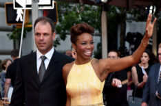 Former NFL player Brian Musso and actress Heather Headley arrive at FIJI Water at 2016 Tony Awards at The Beacon Theatre on June 12, 2016 in New York City.
